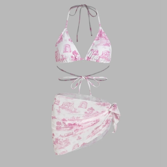 Cider Swim Nwt Cider Bikini And Sarong Set Pink Poshmark